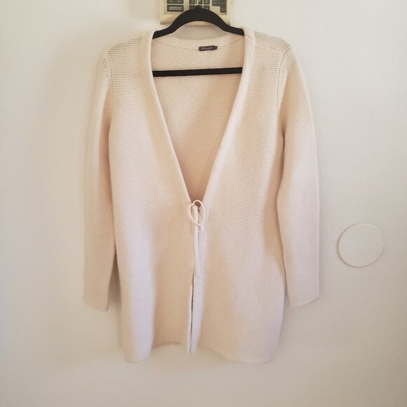 J. McLaughlin Sweaters - J. McLaughlin Wool Cashmere Tie Front Cardigan Cream Small